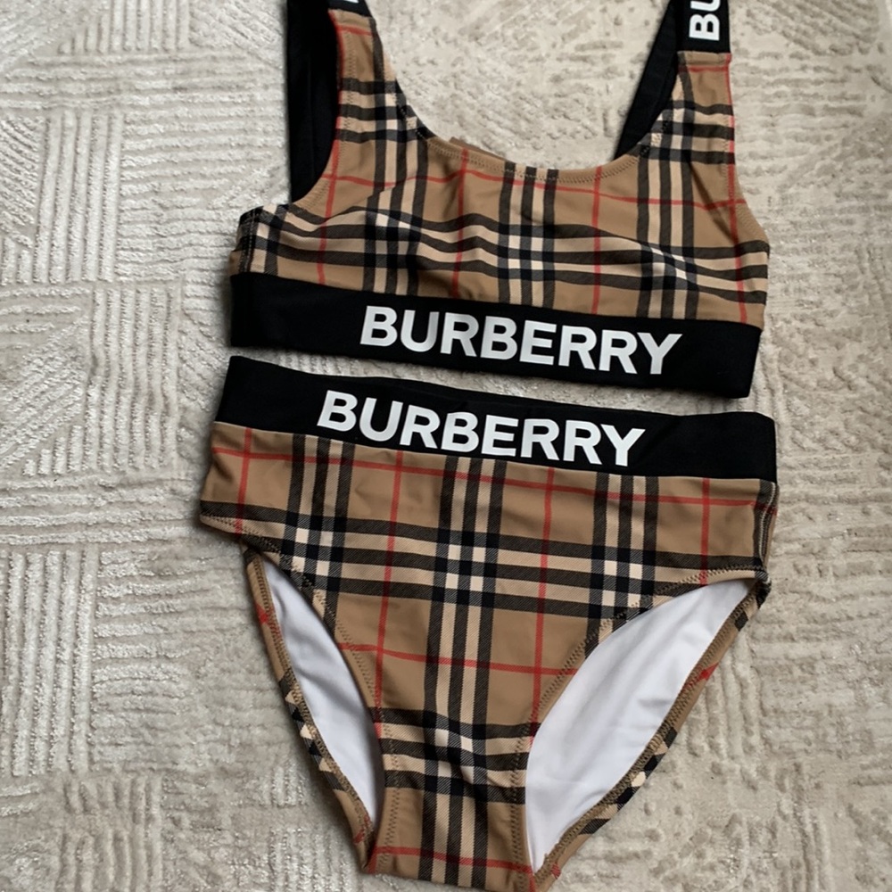Burberry girls check swimming suit